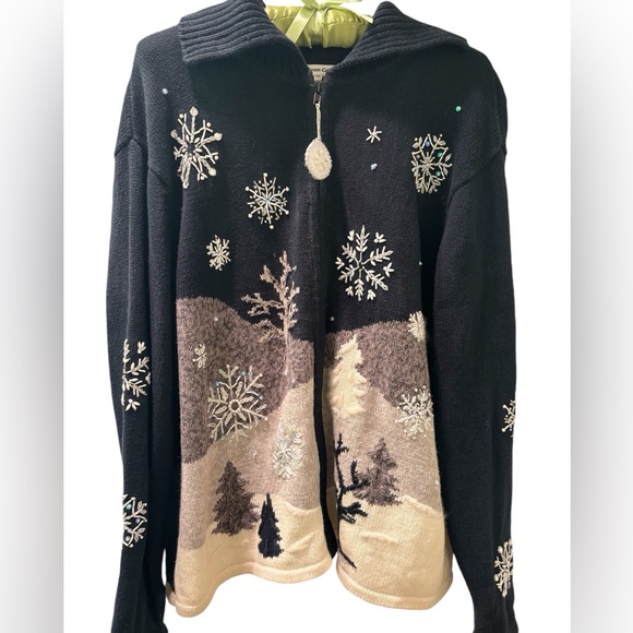 Heirloom Collectibles Sweaters - Vintage Christmas Hand Embroidered and Beaded by Heirloom Collectibles